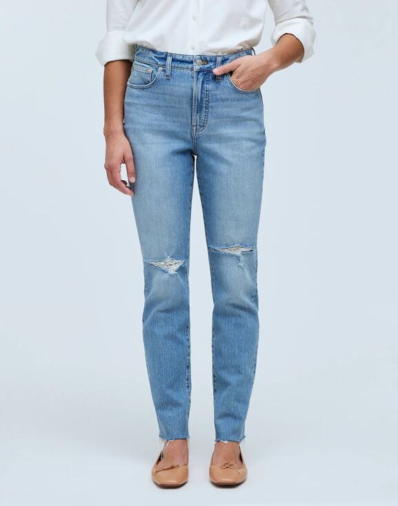 Madewell Denim - Madewell Perfect Vintage Distressed Cropped Ankle High Rise Jeans Size 32